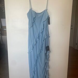 Lulu's Light Blue Asymmetrical Ruffle Dress